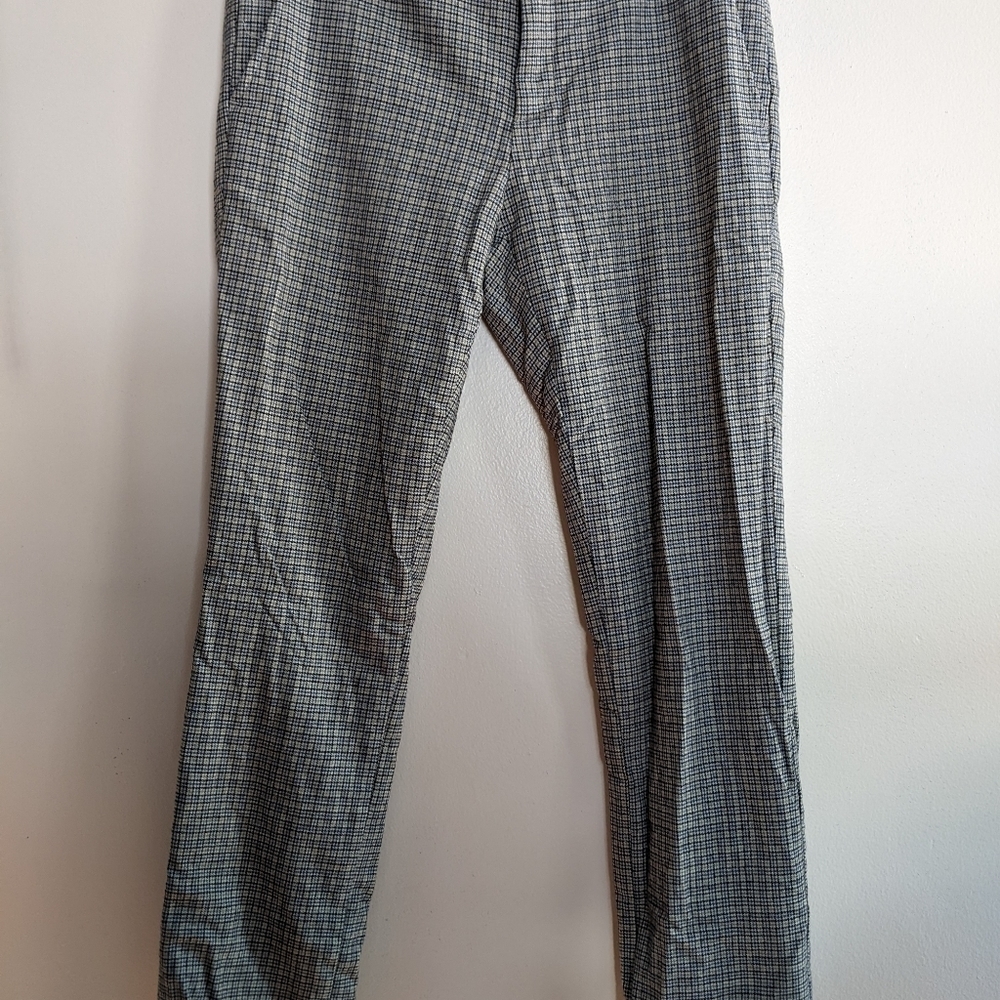Banana REPUBLIC Size 4 Ryan Crop Pants Blue Black & Gray Plaid Perfect For Fall - Picture 8 of 8